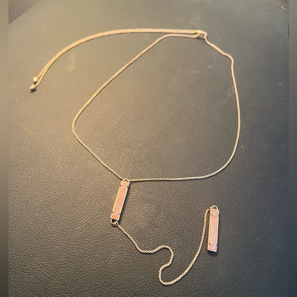 Kendra Scott Lilly Rose Gold Drusy Y-Necklace